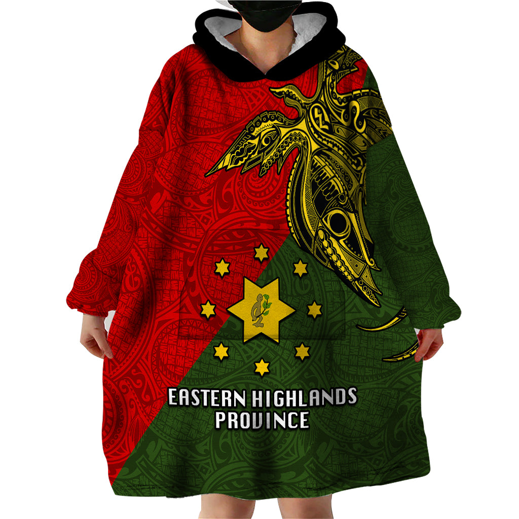 Custom Papua New Guinea Eastern Highlands Province Wearable Blanket Hoodie PNG Birds Of Paradise Polynesian Arty Style LT03 - Polynesian Pride