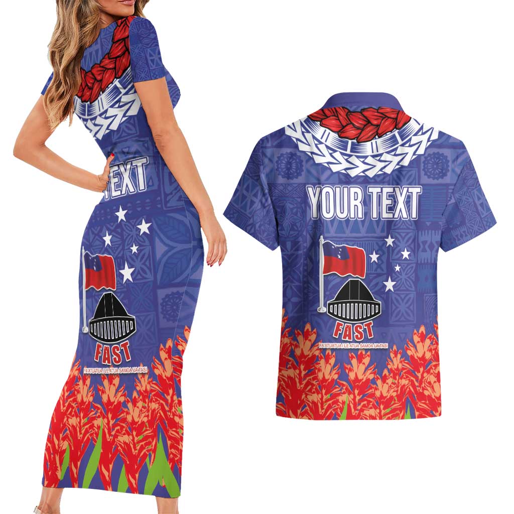 FAST Party Samoa Couples Matching Short Sleeve Bodycon Dress and Hawaiian Shirt Ula Fala Teuila Polynesian Tapa Pattern LT03 - Polynesian Pride