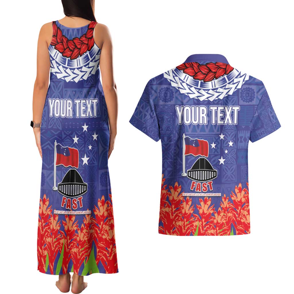 FAST Party Samoa Couples Matching Tank Maxi Dress and Hawaiian Shirt Ula Fala Teuila Polynesian Tapa Pattern LT03 - Polynesian Pride