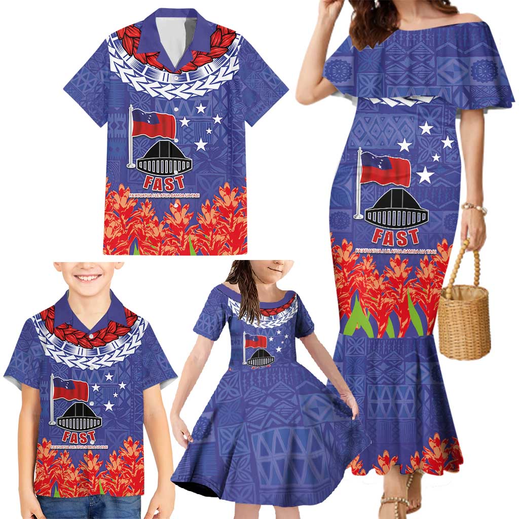 FAST Party Samoa Family Matching Mermaid Dress and Hawaiian Shirt Ula Fala Teuila Polynesian Tapa Pattern