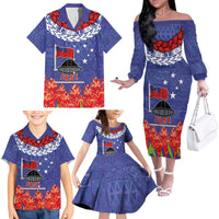 FAST Party Samoa Family Matching Off The Shoulder Long Sleeve Dress and Hawaiian Shirt Ula Fala Teuila Polynesian Tapa Pattern