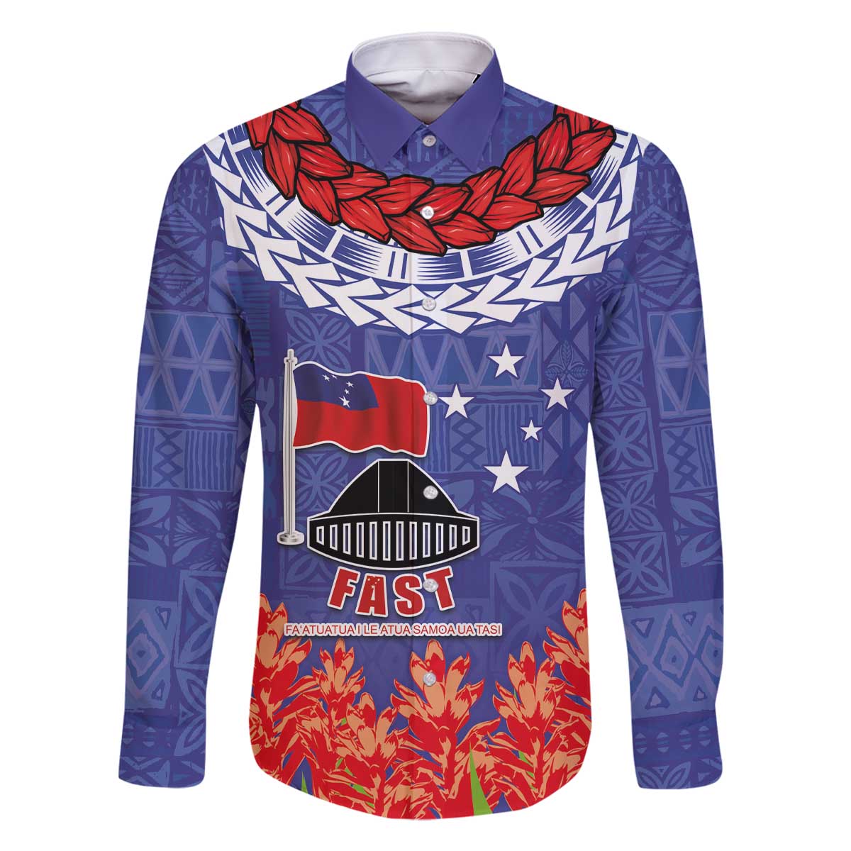 FAST Party Samoa Family Matching Off The Shoulder Long Sleeve Dress and Hawaiian Shirt Ula Fala Teuila Polynesian Tapa Pattern