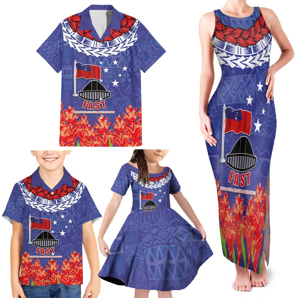 FAST Party Samoa Family Matching Tank Maxi Dress and Hawaiian Shirt Ula Fala Teuila Polynesian Tapa Pattern