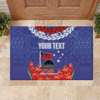 FAST Party Samoa Rubber Doormat Ula Fala Teuila Polynesian Tapa Pattern LT03 Blue - Polynesian Pride