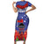 FAST Party Samoa Short Sleeve Bodycon Dress Ula Fala Teuila Polynesian Tapa Pattern