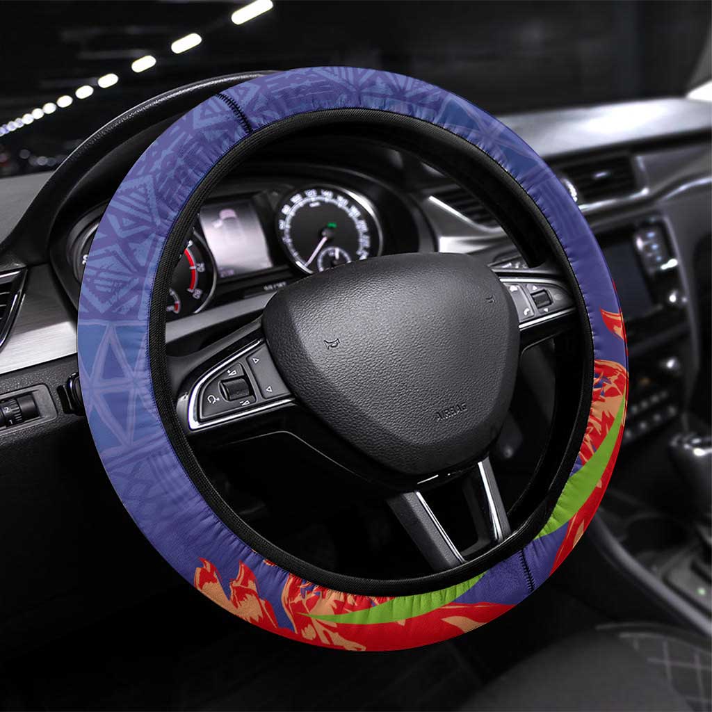 FAST Party Samoa Steering Wheel Cover Ula Fala Teuila Polynesian Tapa Pattern