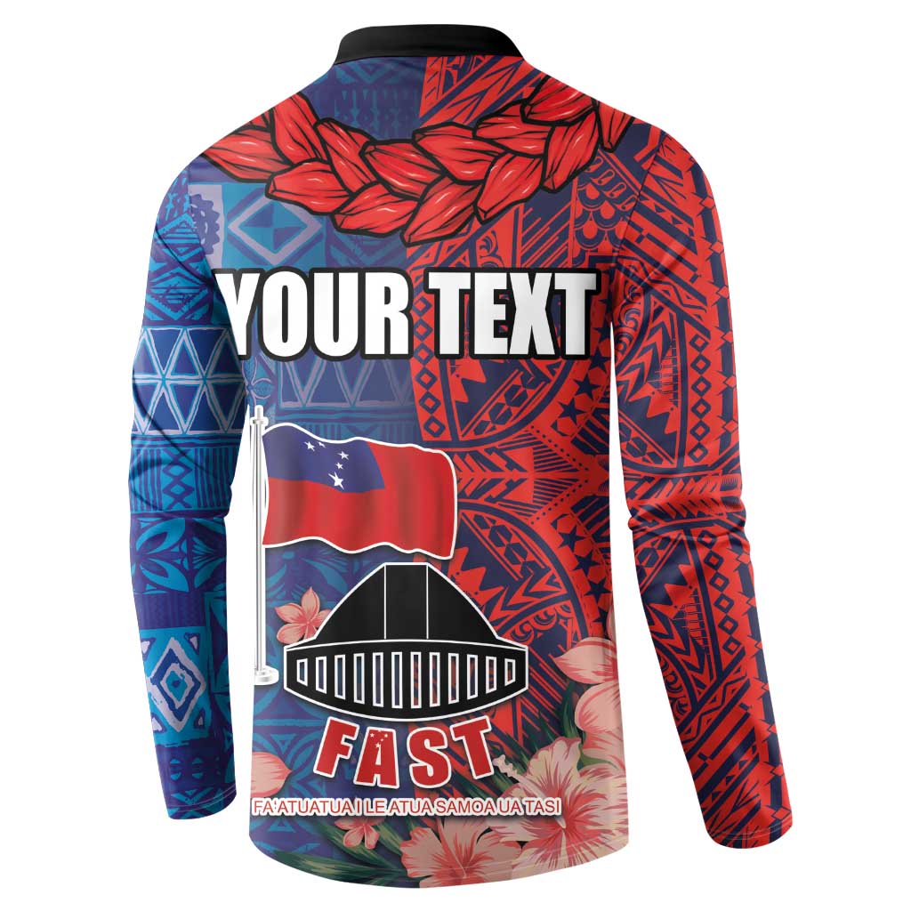 CHOGM FAST Samoa 2024 Button Sweatshirt Samoan Tapa Tribal and Ornament Pattern with Hibiscus LT03 - Polynesian Pride