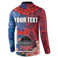 CHOGM FAST Samoa 2024 Button Sweatshirt Samoan Tapa Tribal and Ornament Pattern with Hibiscus LT03 - Polynesian Pride