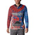 CHOGM FAST Samoa 2024 Button Sweatshirt Samoan Tapa Tribal and Ornament Pattern with Hibiscus