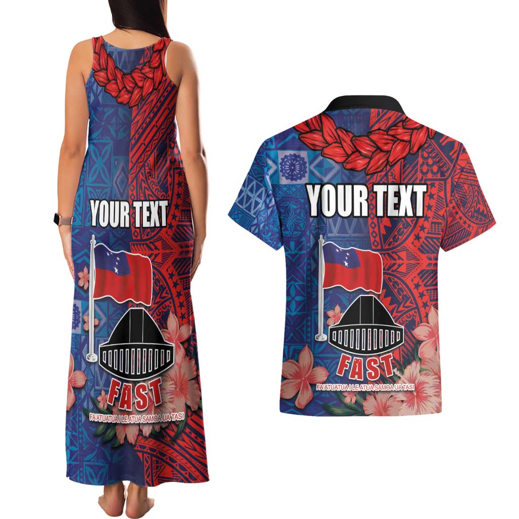 CHOGM FAST Samoa 2024 Couples Matching Tank Maxi Dress and Hawaiian Shirt Samoan Tapa Tribal and Ornament Pattern with Hibiscus