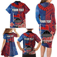 CHOGM FAST Samoa 2024 Family Matching Long Sleeve Bodycon Dress and Hawaiian Shirt Samoan Tapa Tribal and Ornament Pattern with Hibiscus