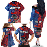 CHOGM FAST Samoa 2024 Family Matching Off The Shoulder Long Sleeve Dress and Hawaiian Shirt Samoan Tapa Tribal and Ornament Pattern with Hibiscus