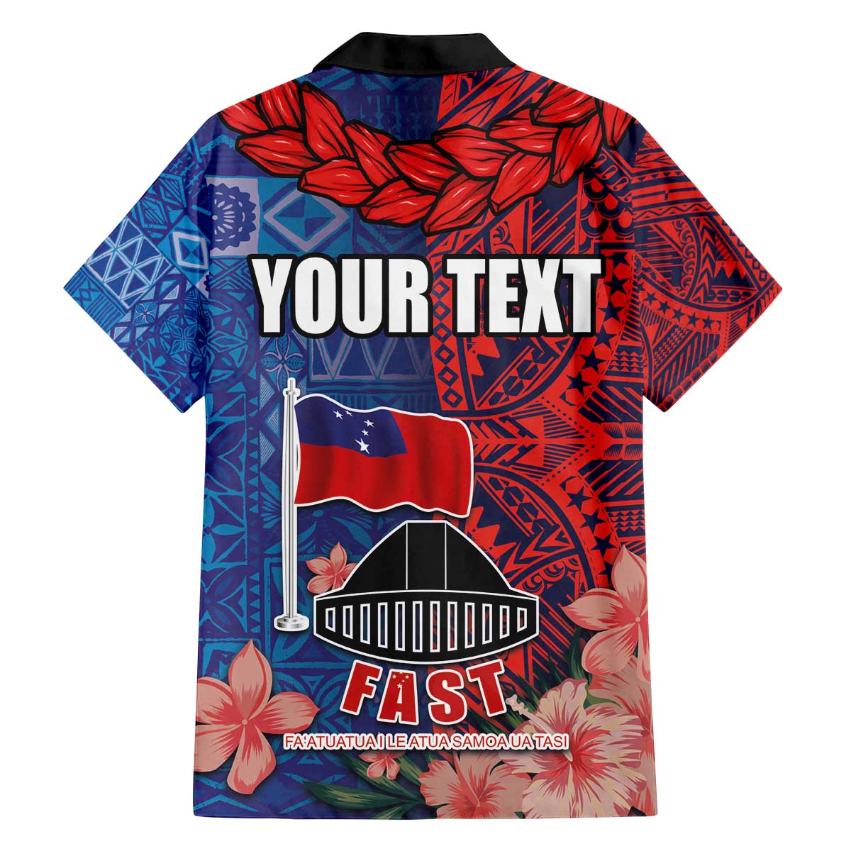 CHOGM FAST Samoa 2024 Family Matching Off Shoulder Short Dress and Hawaiian Shirt Samoan Tapa Tribal and Ornament Pattern with Hibiscus