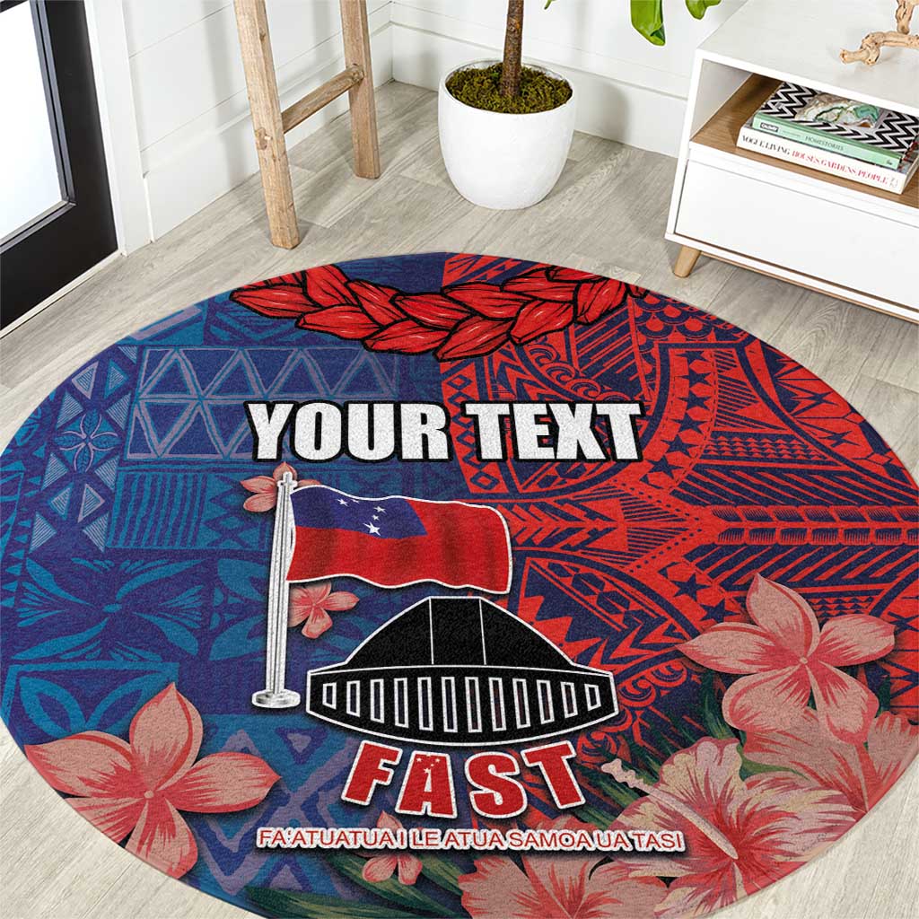 CHOGM FAST Samoa 2024 Round Carpet Samoan Tapa Tribal and Ornament Pattern with Hibiscus