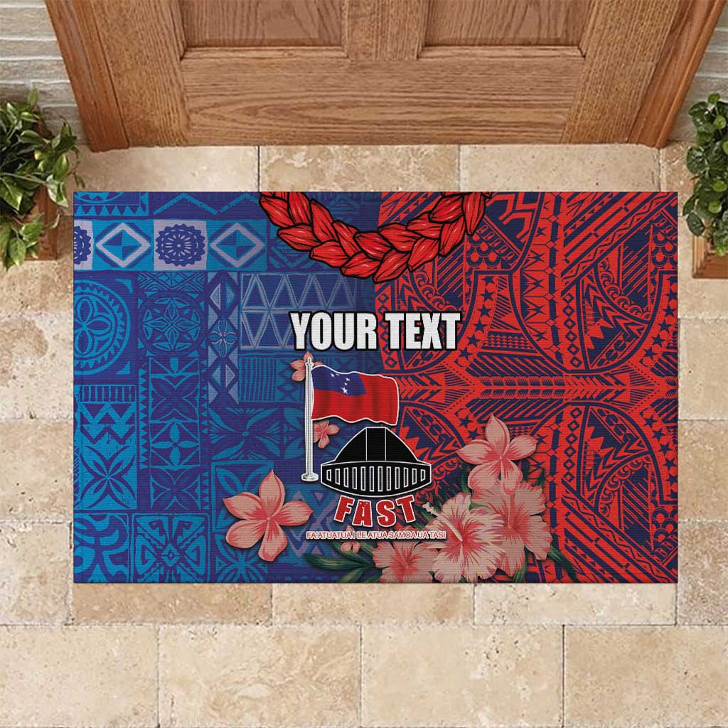 CHOGM FAST Samoa 2024 Rubber Doormat Samoan Tapa Tribal and Ornament Pattern with Hibiscus