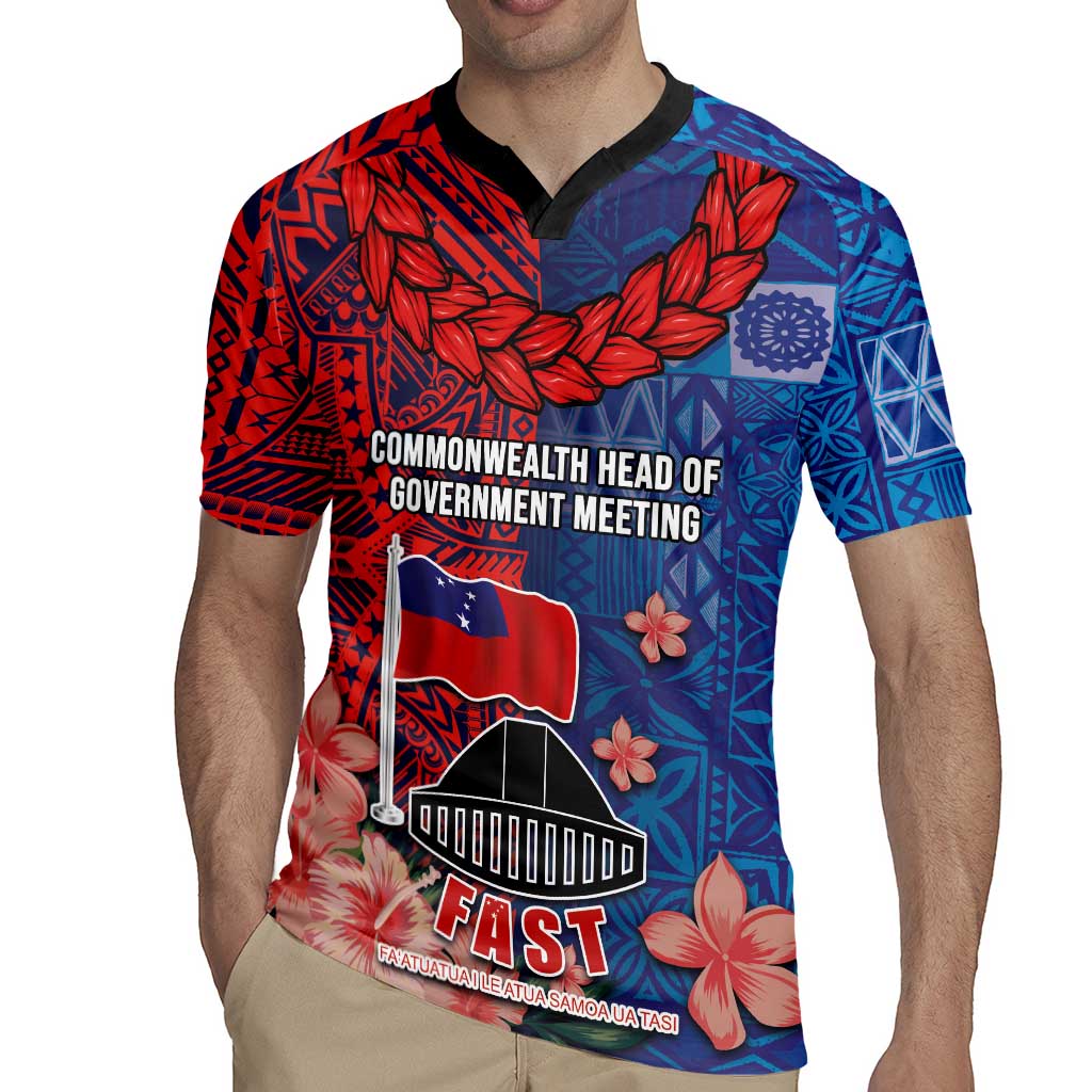 CHOGM FAST Samoa 2024 Rugby Jersey Samoan Tapa Tribal and Ornament Pattern with Hibiscus LT03 - Polynesian Pride