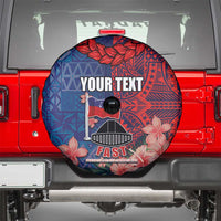 CHOGM FAST Samoa 2024 Spare Tire Cover Samoan Tapa Tribal and Ornament Pattern with Hibiscus