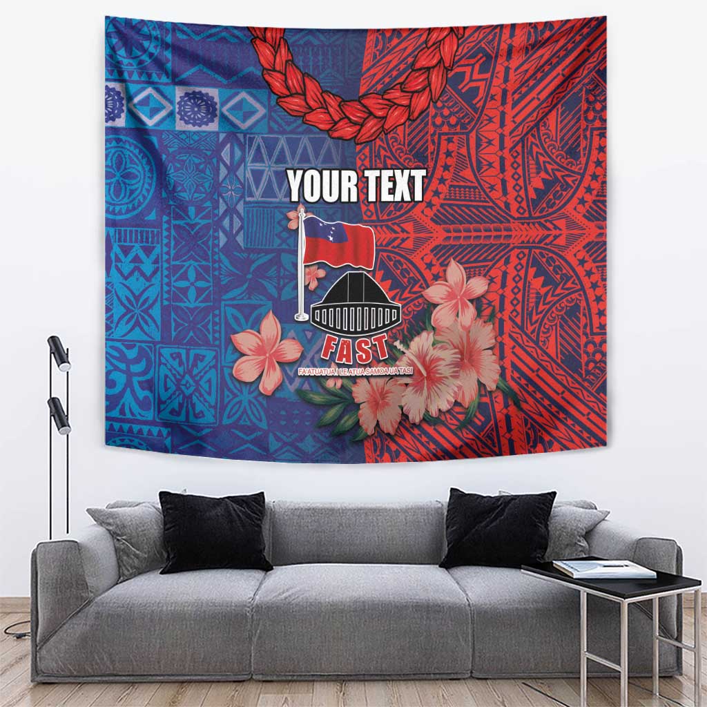 CHOGM FAST Samoa 2024 Tapestry Samoan Tapa Tribal and Ornament Pattern with Hibiscus