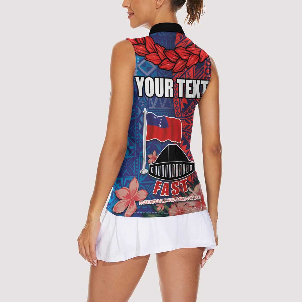CHOGM FAST Samoa 2024 Women Sleeveless Polo Shirt Samoan Tapa Tribal and Ornament Pattern with Hibiscus