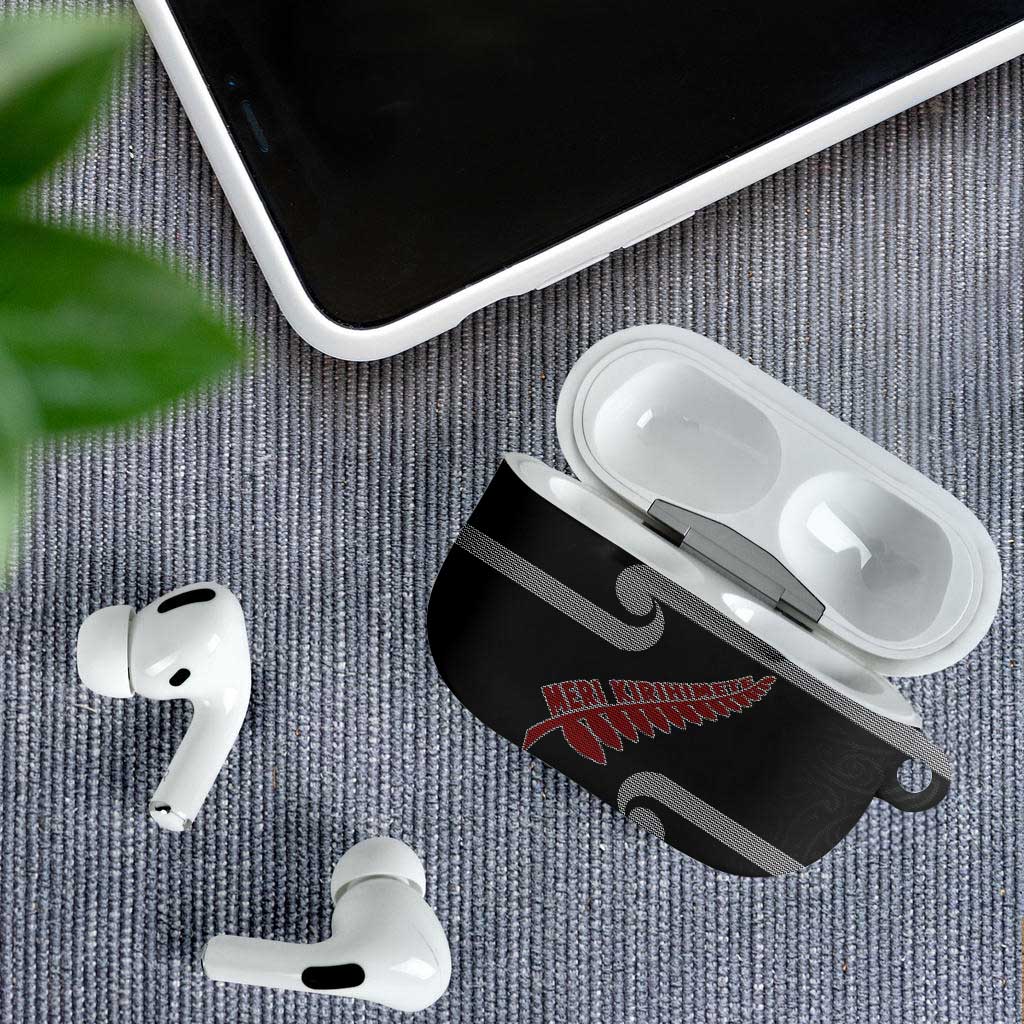 New Zealand Christmas AirPods Case Meri Kirihimete Silver Fern Knit Style Red Color - Polynesian Pride