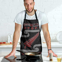 New Zealand Christmas Apron Meri Kirihimete Silver Fern Knit Style Red Color - Polynesian Pride