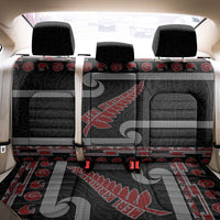 New Zealand Christmas Back Car Seat Cover Meri Kirihimete Silver Fern Knit Style Red Color - Polynesian Pride