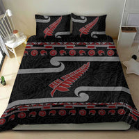 New Zealand Christmas Bedding Set Meri Kirihimete Silver Fern Knit Style Red Color - Polynesian Pride