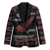 New Zealand Christmas Blazer Meri Kirihimete Silver Fern Knit Style Red Color - Polynesian Pride
