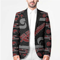New Zealand Christmas Blazer Meri Kirihimete Silver Fern Knit Style Red Color - Polynesian Pride