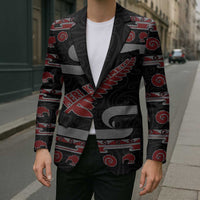 New Zealand Christmas Blazer Meri Kirihimete Silver Fern Knit Style Red Color - Polynesian Pride