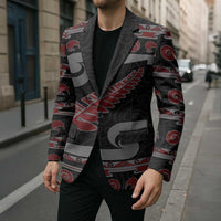 New Zealand Christmas Blazer Meri Kirihimete Silver Fern Knit Style Red Color - Polynesian Pride