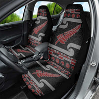 New Zealand Christmas Car Seat Cover Meri Kirihimete Silver Fern Knit Style Red Color - Polynesian Pride
