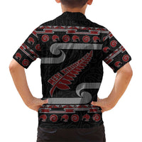 New Zealand Christmas Family Matching Short Sleeve Bodycon Dress and Hawaiian Shirt Meri Kirihimete Silver Fern Knit Style Red Color - Polynesian Pride