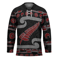 New Zealand Christmas Hockey Jersey Meri Kirihimete Silver Fern Knit Style Red Color - Polynesian Pride