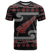 New Zealand Christmas T Shirt Meri Kirihimete Silver Fern Knit Style Red Color - Polynesian Pride