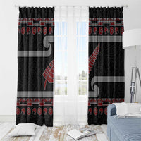 New Zealand Christmas Window Curtain Meri Kirihimete Silver Fern Knit Style Red Color - Polynesian Pride