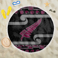 New Zealand Christmas Beach Blanket Meri Kirihimete Silver Fern Knit Style Pink Color LT03 One Size 150cm Pink - Polynesian Pride