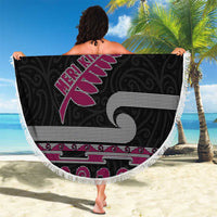 New Zealand Christmas Beach Blanket Meri Kirihimete Silver Fern Knit Style Pink Color LT03 - Polynesian Pride