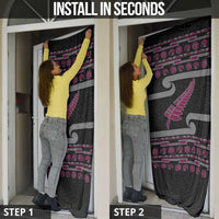 New Zealand Christmas Door Cover Meri Kirihimete Silver Fern Knit Style Pink Color - Polynesian Pride