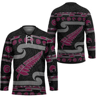 New Zealand Christmas Hockey Jersey Meri Kirihimete Silver Fern Knit Style Pink Color - Polynesian Pride