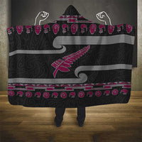 New Zealand Christmas Hooded Blanket Meri Kirihimete Silver Fern Knit Style Pink Color - Polynesian Pride