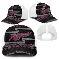 New Zealand Christmas Mesh Trucker Cap Meri Kirihimete Silver Fern Knit Style Pink Color - Polynesian Pride