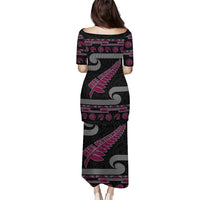 New Zealand Christmas Puletasi Meri Kirihimete Silver Fern Knit Style Pink Color - Polynesian Pride