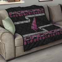New Zealand Christmas Quilt Meri Kirihimete Silver Fern Knit Style Pink Color - Polynesian Pride