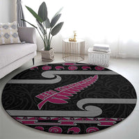 New Zealand Christmas Round Carpet Meri Kirihimete Silver Fern Knit Style Pink Color - Polynesian Pride