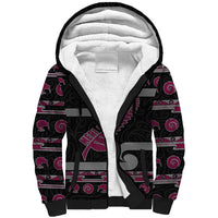 New Zealand Christmas Sherpa Hoodie Meri Kirihimete Silver Fern Knit Style Pink Color - Polynesian Pride