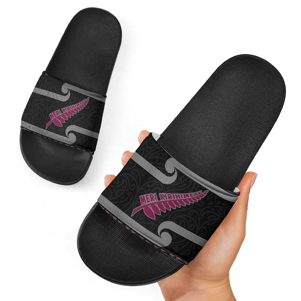 New Zealand Christmas Slide Sandals Meri Kirihimete Silver Fern Knit Style Pink Color - Polynesian Pride