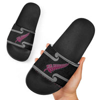 New Zealand Christmas Slide Sandals Meri Kirihimete Silver Fern Knit Style Pink Color - Polynesian Pride