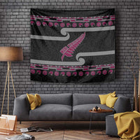 New Zealand Christmas Tapestry Meri Kirihimete Silver Fern Knit Style Pink Color - Polynesian Pride
