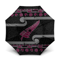 New Zealand Christmas Umbrella Meri Kirihimete Silver Fern Knit Style Pink Color - Polynesian Pride